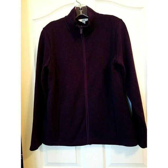 Croft & Barrow Full Zip Fleece Long Sleeves Purple Pockets Polyester Womens M - Picture 1 of 7